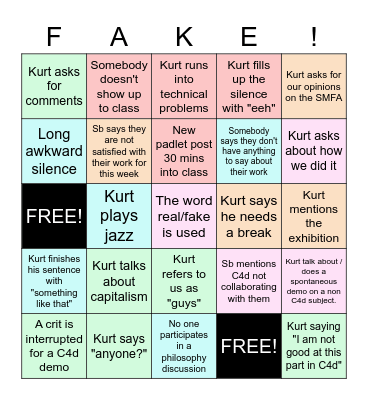 Art of the Fake Bingo Card