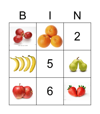 Fruits & Numbers Bingo Card