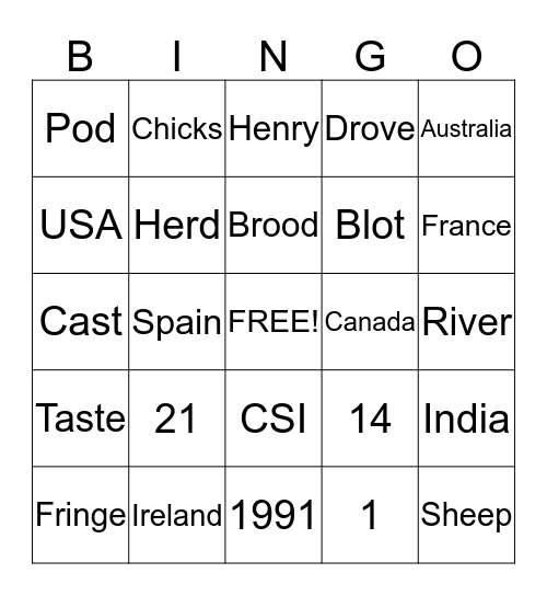 TRIVIA BINGO Card