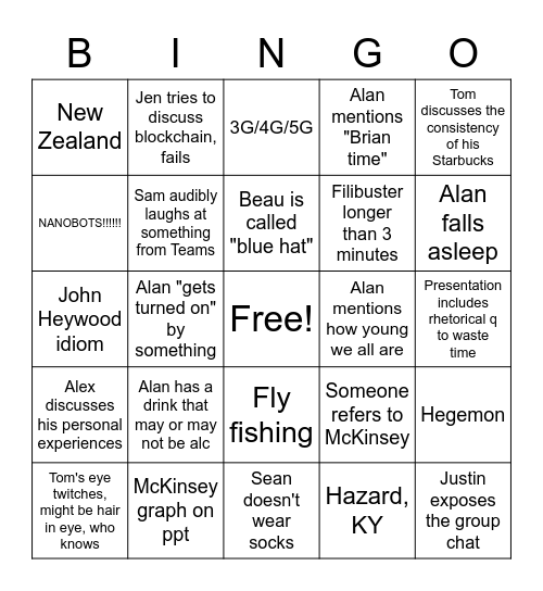Alan Bingo Card
