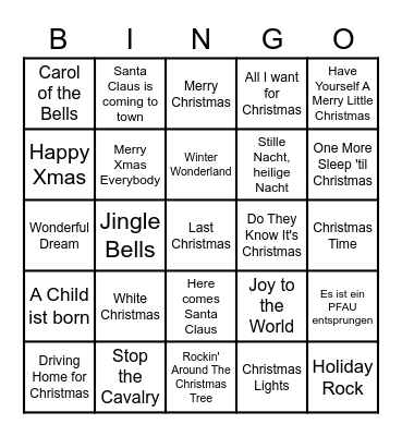 PFAU Weihnachts-Bingo Card