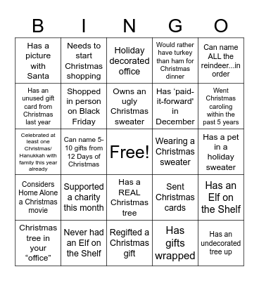 Christmas BINGO Card