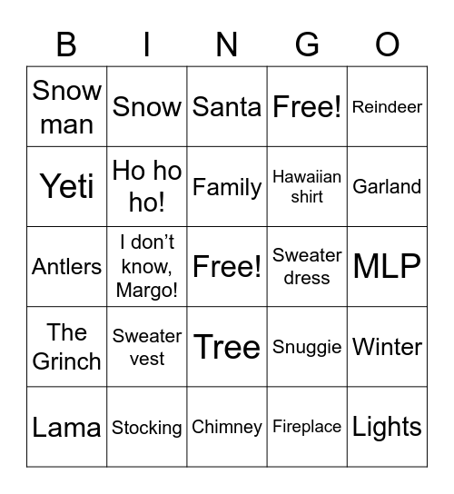 MLP Holiday Bingo Card