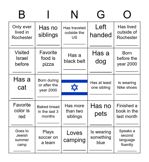 IsraelNow BINGO! Bingo Card