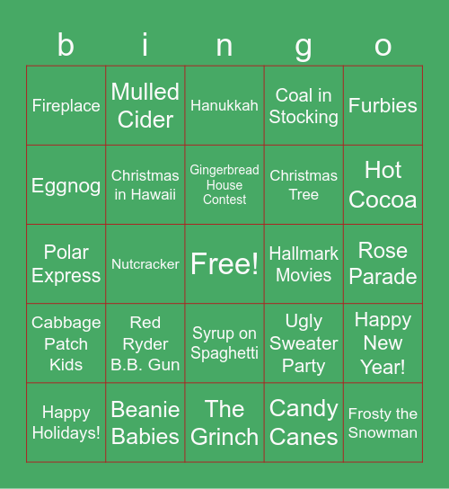 Happy Holidays! Bingo Card