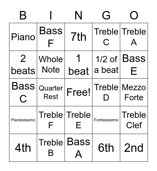 Music 6 Review Bingo Card