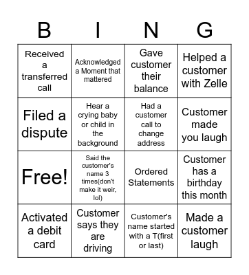 Call Bingo Card