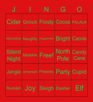 Holiday Jingo Bingo Card