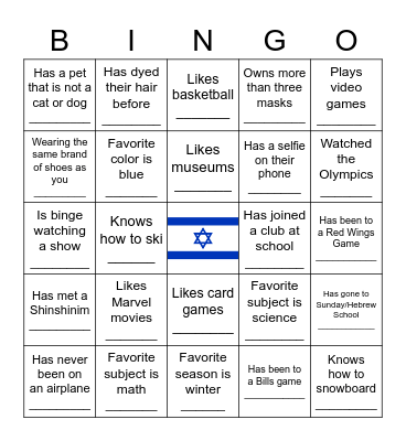 IsraelNow BINGO Card