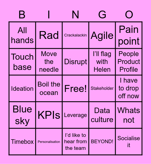 Joel's Business Buzzword Bingo Card