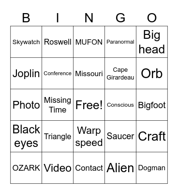 KC MUFON Bingo Card