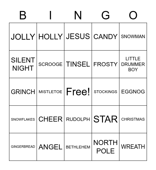 Christmas Bingo Card
