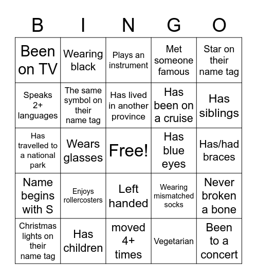 Holiday Luncheon Bingo Card