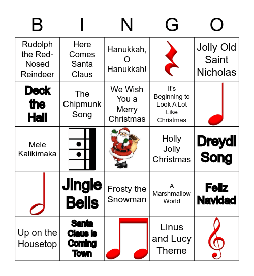 Hosack Holiday Sing Along BINGO! Bingo Card