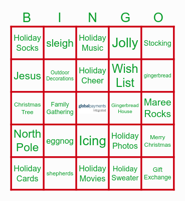 Holiday Bingo Card