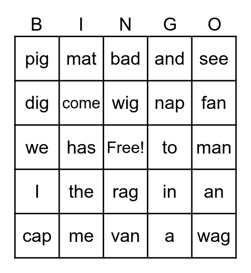 Charlotte's Words Bingo Card