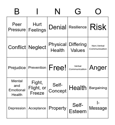 7th Grade MES Bingo Card