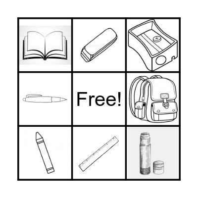 School Objects Bingo Card