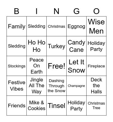 XD Holiday Bingo 2021 Bingo Card