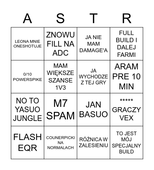 ASTRU BINGO Card