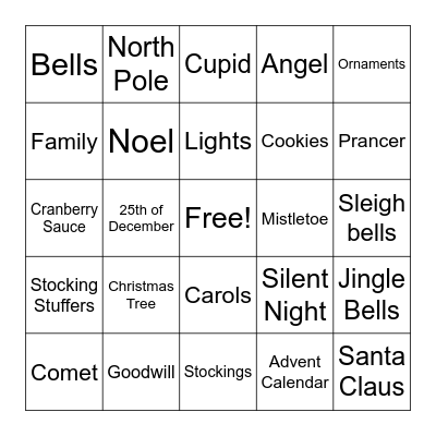 Christmas Bingo! Bingo Card