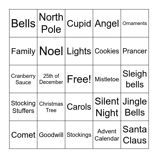 Christmas Bingo! Bingo Card