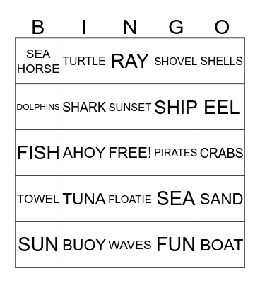 OCEAN BINGO Card