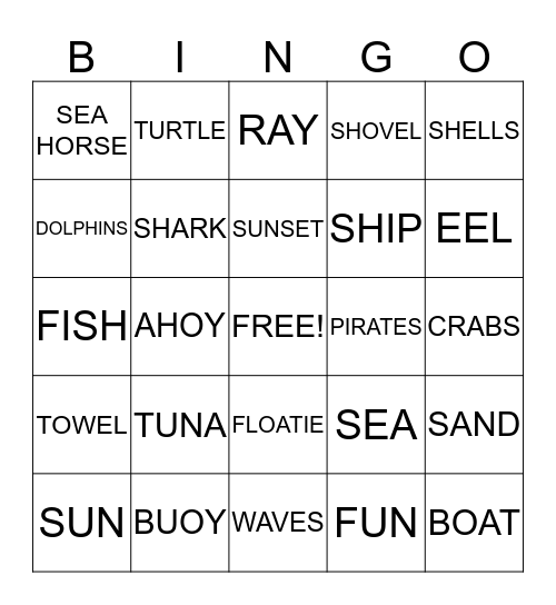 OCEAN BINGO Card