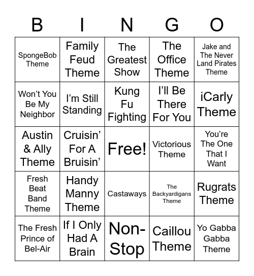 📺TV and 🎬Movie Inspired Tunes Bingo Card