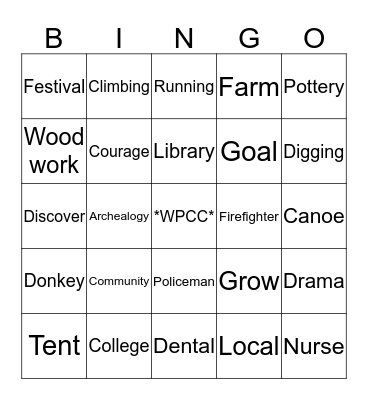 WPCC Bingo Card