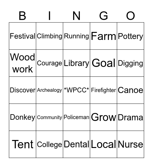 WPCC Bingo Card