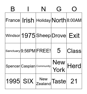 Trivia Bingo Card