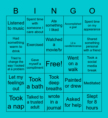 SELF CARE Bingo Card