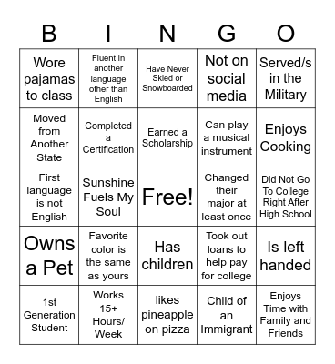 Allied Health Academy Bingo Card