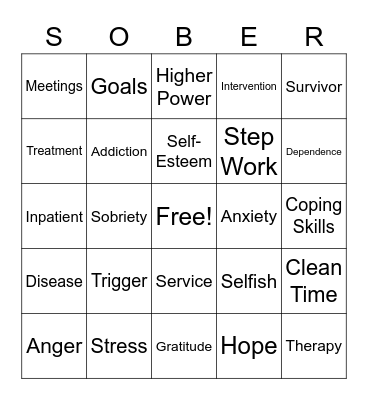 Recovery BINGO Card