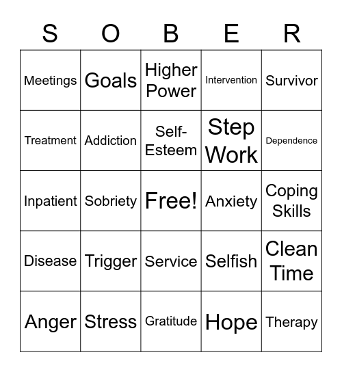 Recovery BINGO Card