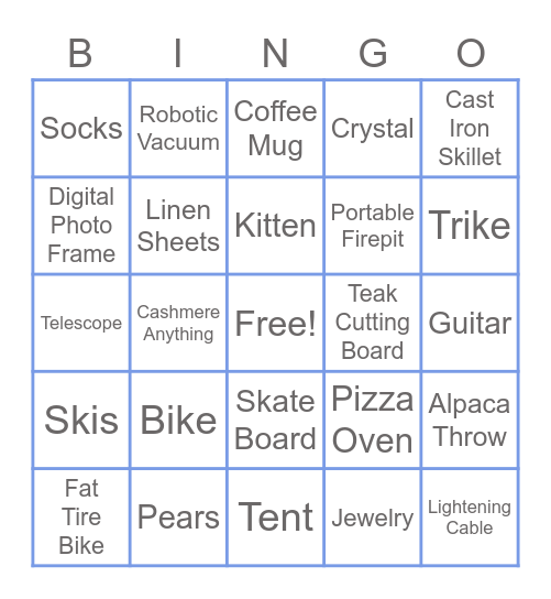 Popular gifts for 2021 Bingo Card