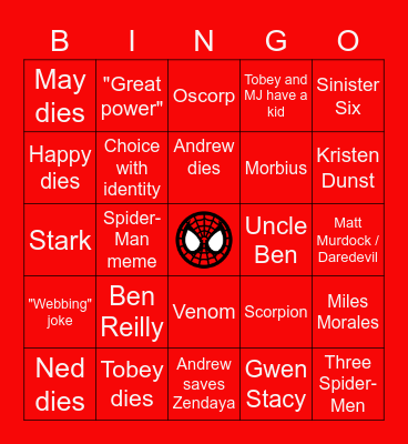 Spider-Man: No Way Home Bingo Card