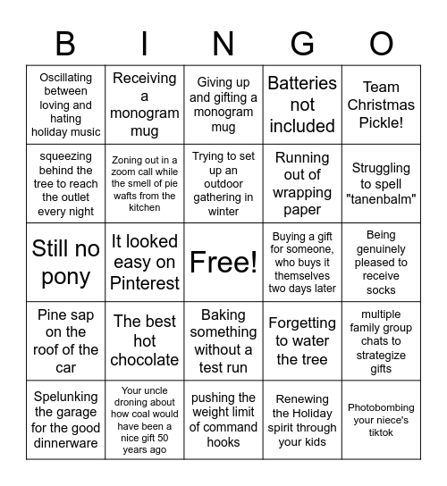 Holiday Bingo Card