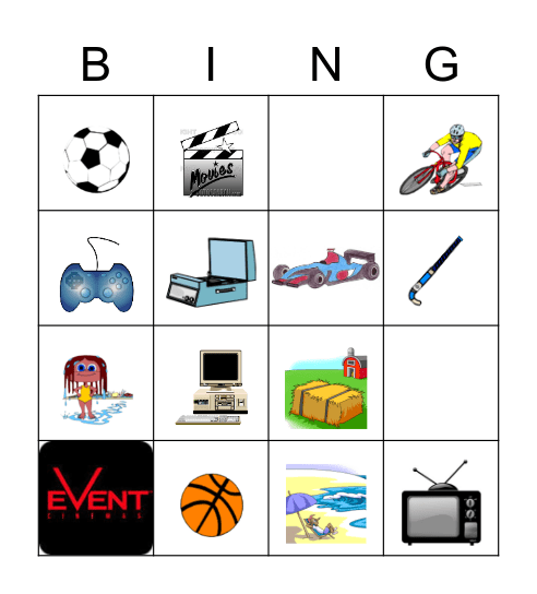 Hobbies and Pastimes flashcards Bingo Card