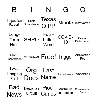 LEAN Underwriting Bingo Card