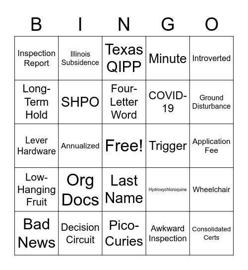 LEAN Underwriting Bingo Card