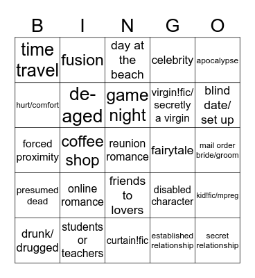 Tropes Bingo Card