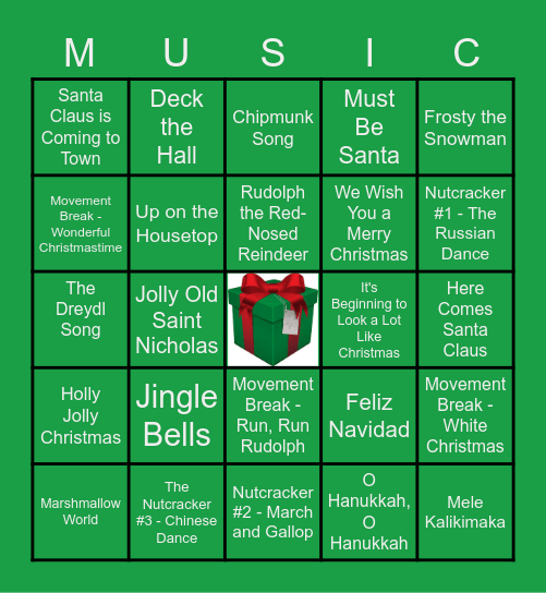Hosack Holiday Music Bingo Card