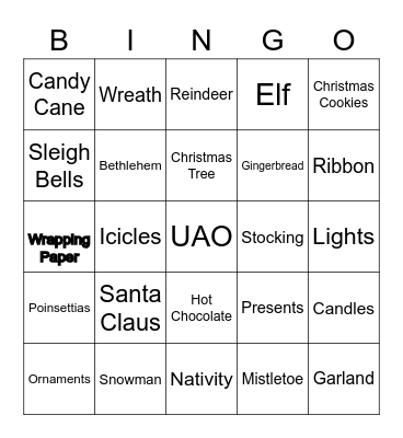 Holiday  Bingo Card