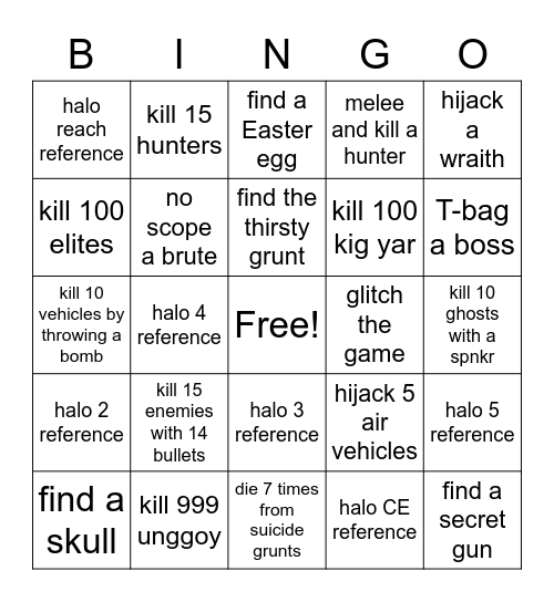 halo 6 bingo Card