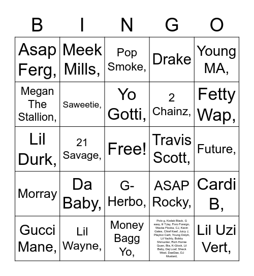 TRAP Bingo Card