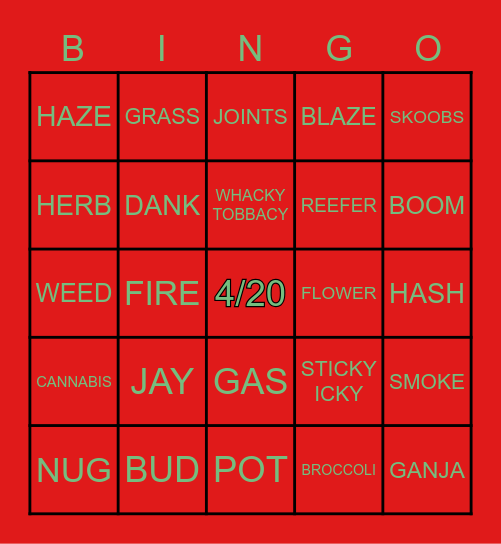 NAMES FOR OUR FAVORITE PLANT Bingo Card