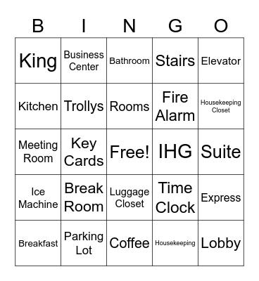 Hotel Bingo Card