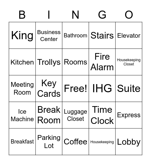 Hotel Bingo Card